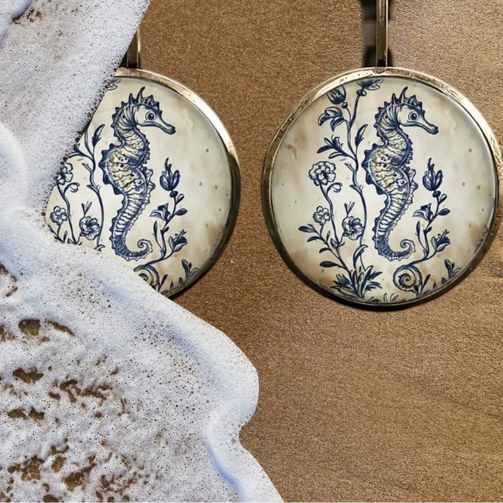 🆕 Graceful Seahorse - Antique Style - Drop Earrings - Lever Back - Alloy - Picture 5 of 7